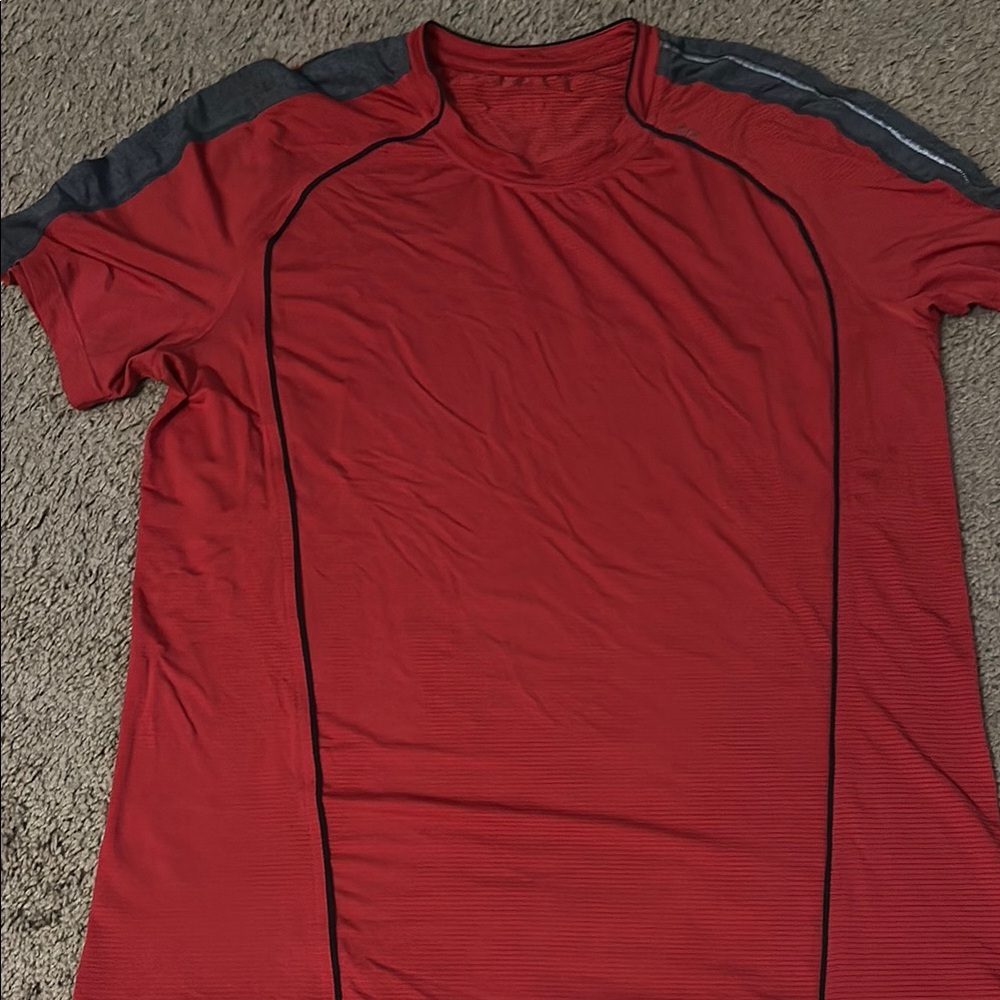 Red Athletic T-Shirt with Gray Accents